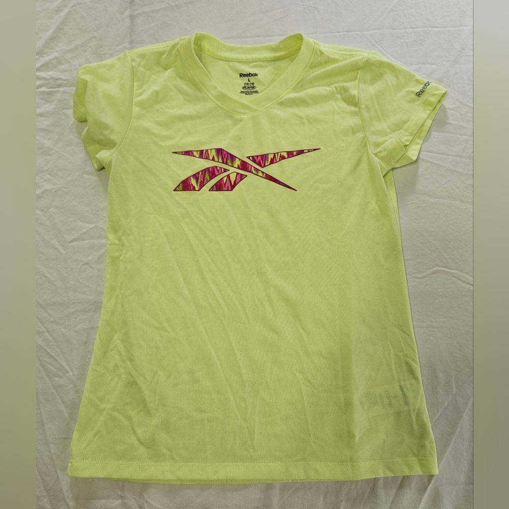 SALE! Girl's Reebok Neon Yellow Exercise Shirt (size 12-14)